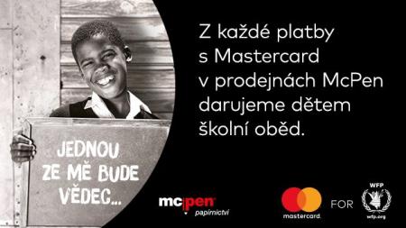 Mastercard v listopadu přispěje z platby kartou v McPen na obědy dětem