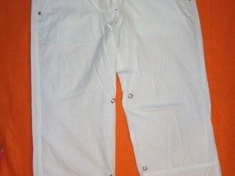 Super bílé plátýnkové 3/4 kalhoty
