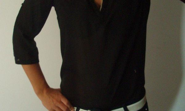 Černá košile/halenka s roll-up rukávy Orsay