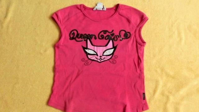 Dětské dívčí růžové tričko triko kočička flitry