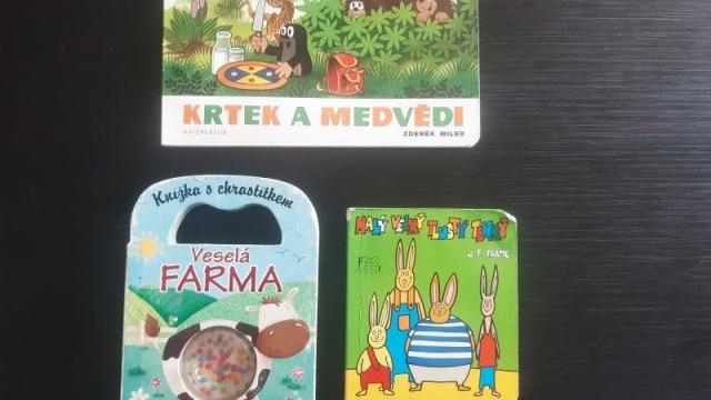 3 knížky pro děti - Farma s chrastítkem, Krtek, aj