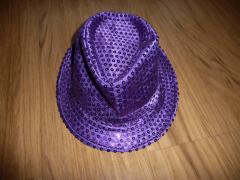 Fialový klobouk- čepice s flitry vel.52- 6-8Let