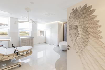 Porodnice Hořovice. Nemocnice Hořovice, gynekologicko-porodnické oddělení: Luxusní a moderní porodní sál v Hořovické porodnici.