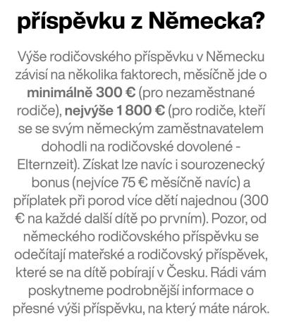 Sociální dávky, PPM, rodičovský příspěvek | Rodičák v ČR a kindergeld