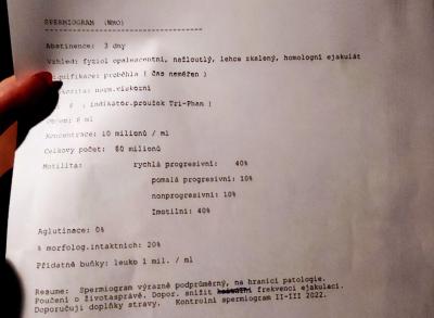 Neplodnost | Spermiogram - měl někdo podobné výsledky