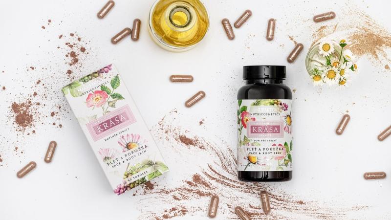 Nutrikosmetika Pleť & Pokožka - doplňky stravy pro krásnou pokožku a bílém pozadí