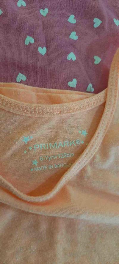 2 dívčí tílko značky Primark, vel. 6-7let.
