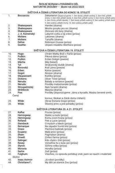 Školky a školy | Maturitní četba