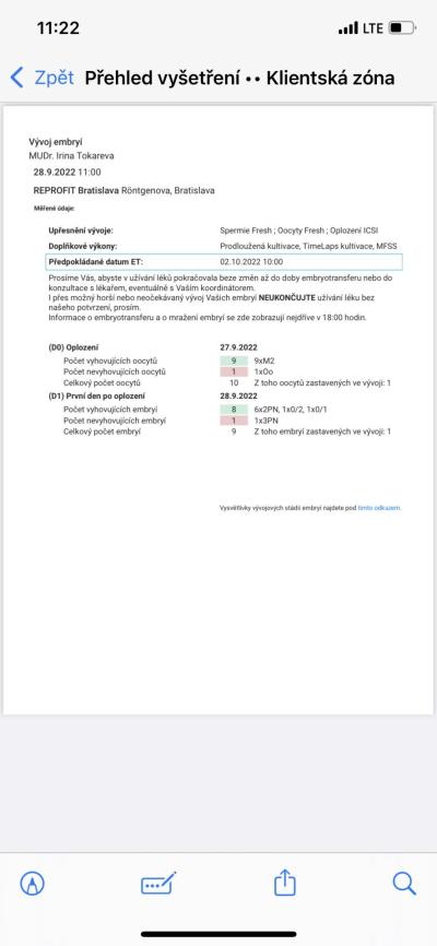 Centra asistované reprodukce | Hodnocení oplozenych vajíček