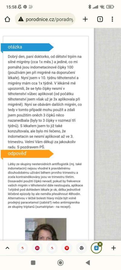 Zdravotní potíže dospělých | Indometacin v těhotenství