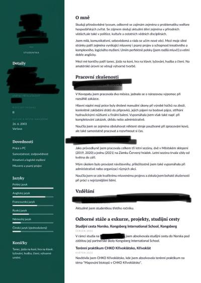 Zaměstnání | Názor na životopis