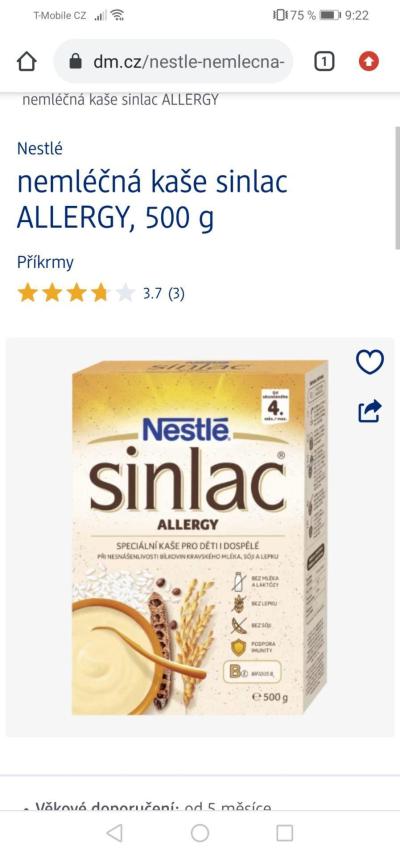 Krmení a pití | Kombinace kaší / sinlac kase
