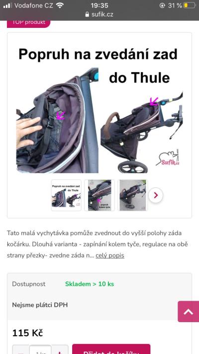 Trojkolky | Thule UG pásek pro polohování zad