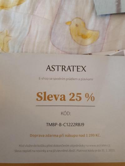Nakupujeme - obchody, reklamace | Nemáte někdo slevový kod na ASTRATEX ?
