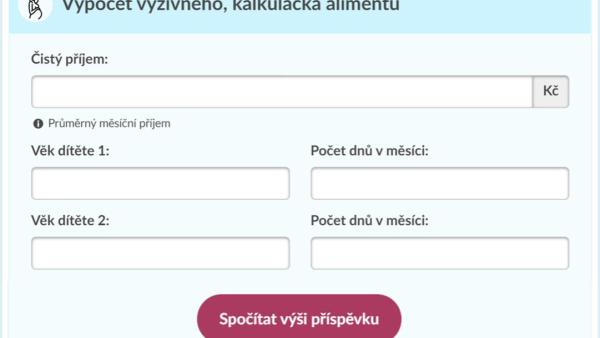 Kalkulačka výživného 2022