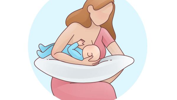 Fotbalová poloha je ideální pro maminky s většími prsy nebo po císařském řezu.