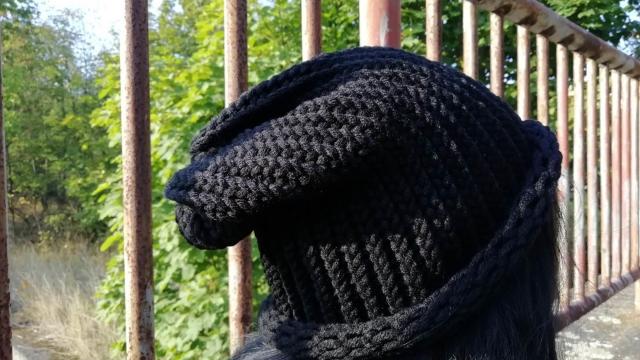 Pletená čepice 2v1 (černá)