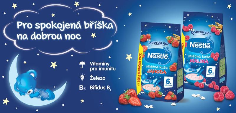Banner jahodová a malinová kaše na dobrou noc od Nestlé