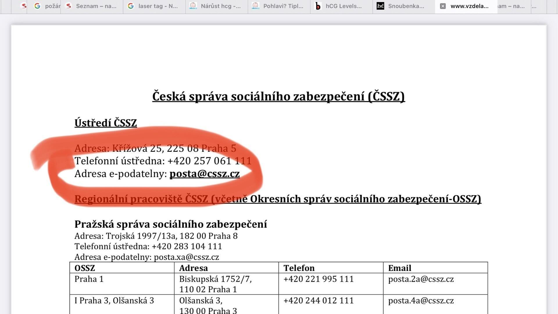 Jak napsat na OSSZ?