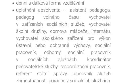 Studium a kurzy | DiS sociální pedagogika uplatnění