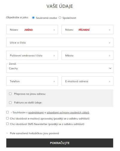 Objednávka: Krok 1