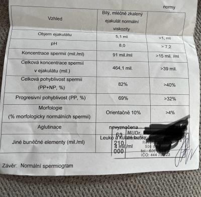 Snažení | Spermiogram a výsledek