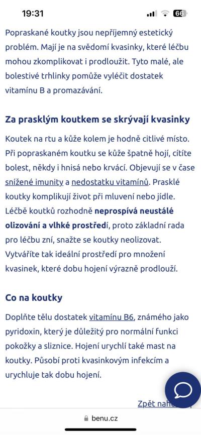 Zdravotní potíže dospělých | Prasklý koutek stále dokola