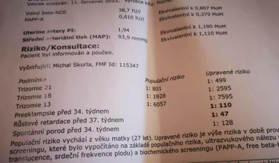 Těhotenství | Screening v 1. Trimestru, špatné výsledky