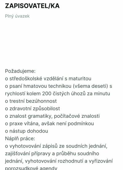 Zaměstnání | Zapisovatelky na soudě
