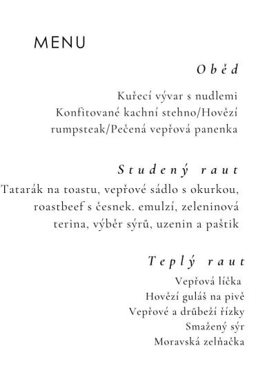 Dárky, oslavy a svatby | Výběr menu na svatbu