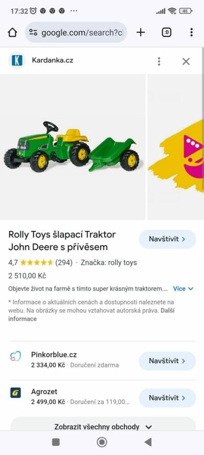 Kola, brusle, trojkolky, odrážedla | Šlapací traktor, který dítě ušlápne