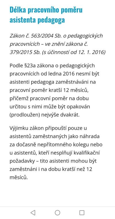Zaměstnání | Asistentka pedagoga, smlouva