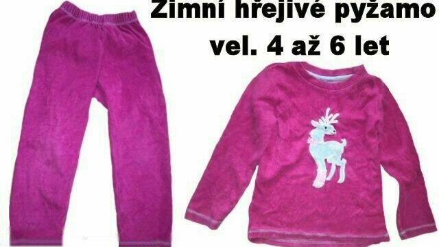 Zimní hřejivé růžové pyžamo - sob, vel. 4-6y