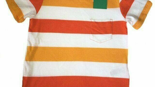 Pruhované tričko s kapsičkou, oranž tóny, vel. 2 - 4 y
