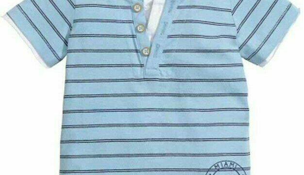 Modré pruhované elegantní tričko s knoflíky, vel. 1½ -2y