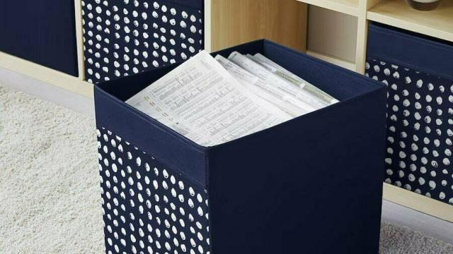 Tmavě modrá úložná krabice-box, puntíky, navy blue