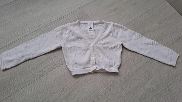 Dívčí bílý krátký svetr - bolerko, C&A, vel. 92