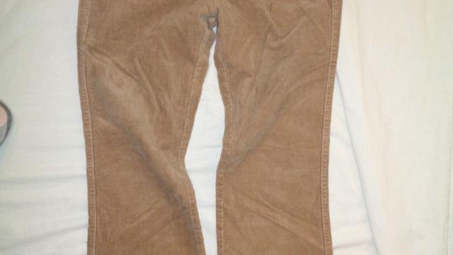 Béžové manžestrové elastické kalhoty