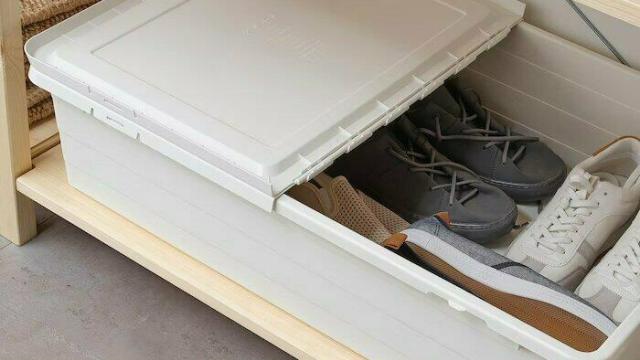 Bílý úložný box / krabice + víko: prostor pod postel, 55 L