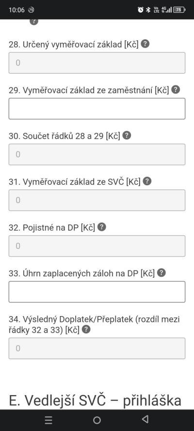 Daňové přiznání | Úhrn zaplacených záloh na DP