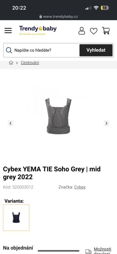 Nošení dětí: nosítka, šátky a vše okolo | Nosítko Cybex Yema Tie
