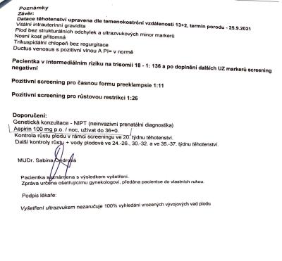 Těhotenství | Výsledky z prvního screeningu