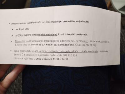 Lékaři, nemocnice a zdravotnická zařízení | Kontrola kyčlí - České Budějovice