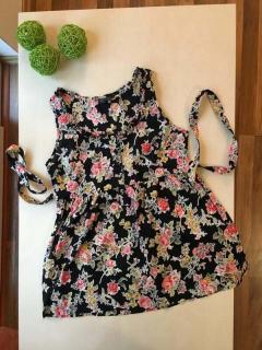 Květovaný top na vázačku, vel S/M, Topshop