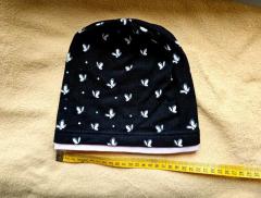 Dívčí dětská čepice beanie černá světle růžová Motýlci