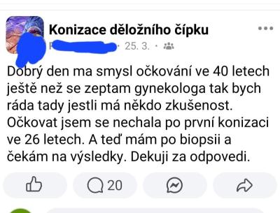 Gynekologické potíže | Očkování po konizaci čípku