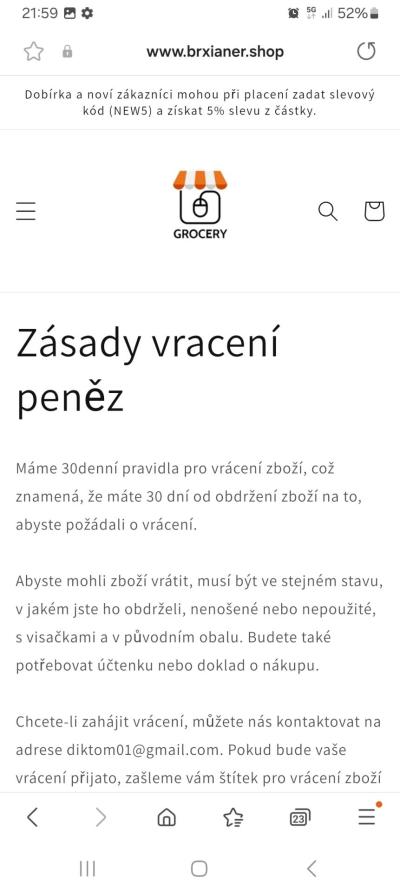 Nakupujeme - obchody, reklamace | Reklamace Grocery - zkušenosti