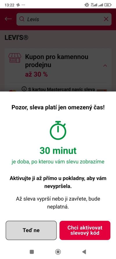 Nakupujeme - obchody, reklamace | Nemáte prosím někdo kód Dny Mar. Levis?