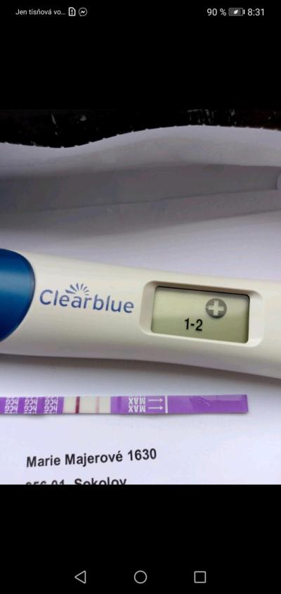 Testování a těhotenský test | Clear Blue digital před MS