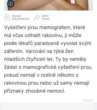 Zdravotní potíže dospělých | Mamograf - ano či ne?
